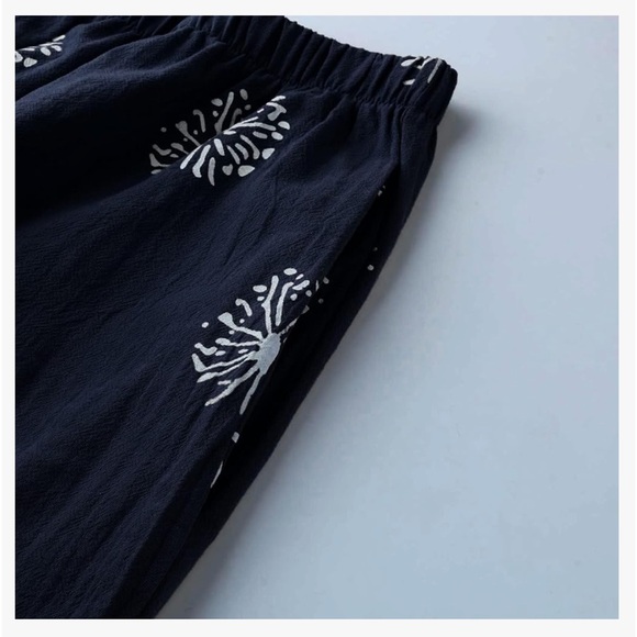 Cotton Casual Capri Pants Printed Cropped Comfy Baggy with Pockets Lounge Pants - Picture 2 of 5